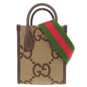 Gucci Jumbo GG Canvas Leather Beige Brown Tote Handbag Shoulder Bag